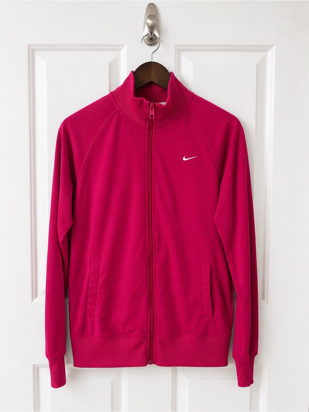 Nike Hot Pink Full-Zip Track Jacket with White Swoosh